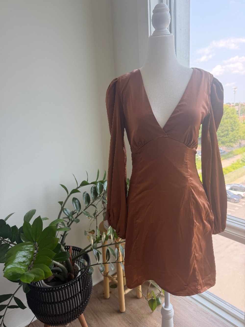 Satin Rust / Terracotta Dress
